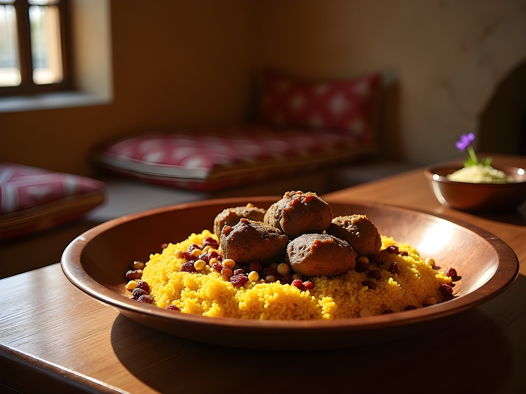 Traditional Saudi kabsa feast with lamb on fragrant rice at Najd Village restaurant in Riyadh
