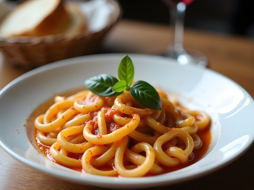 Traditional cacio e pepe pasta dish served in a rustic trattoria in Trastevere, Rome
