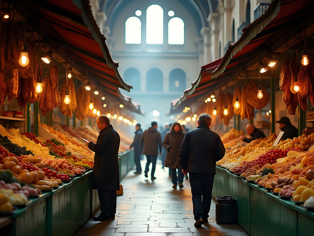 Bustling Mercado del Norte food market in Rosario with local produce and specialty foods