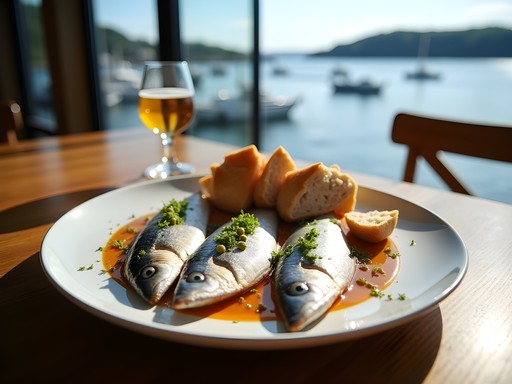 Nordic seafood platter with Roskilde Fjord view