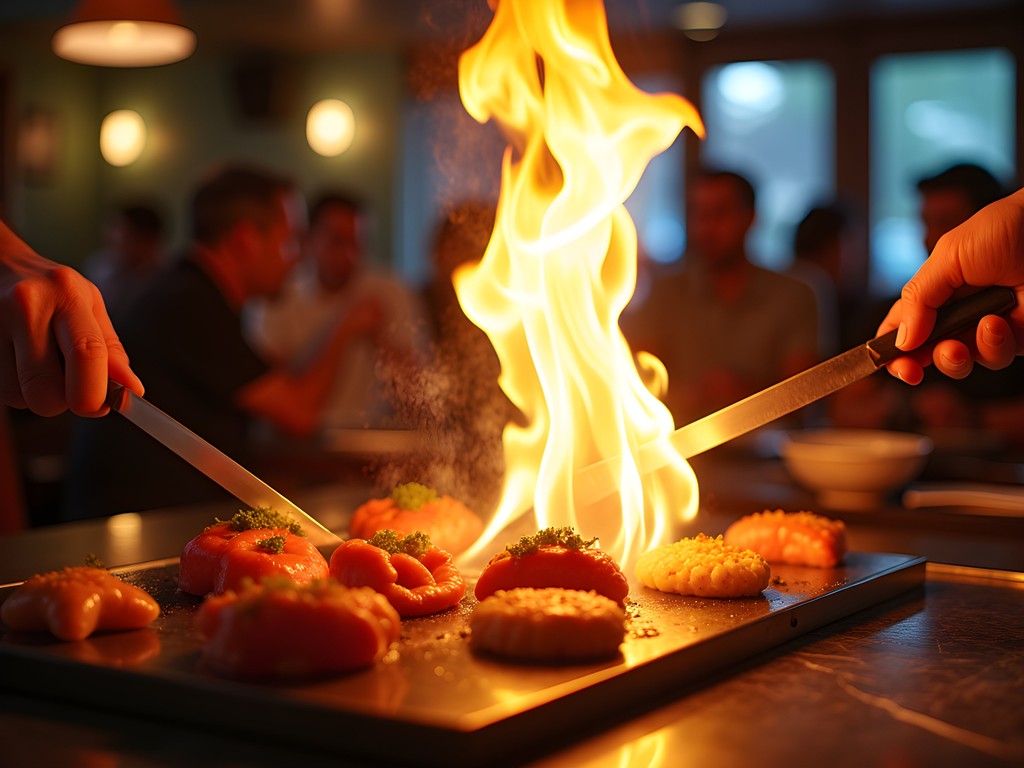 Teppanyaki chef preparing food at Koto Steak House Salem New Hampshire