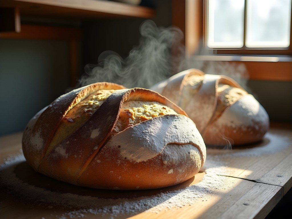 Freshly baked artisanal bread loaves at Paramount Bakery in Salina Kansas
