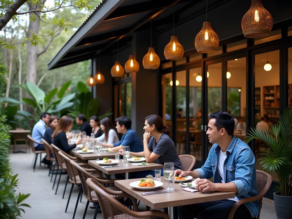 Modern restaurant with outdoor seating in Barrio Escalante, San Jose's trendy gastronomic district