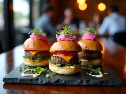Gourmet fusion chimi sliders at Cocina Creativa restaurant in Santiago