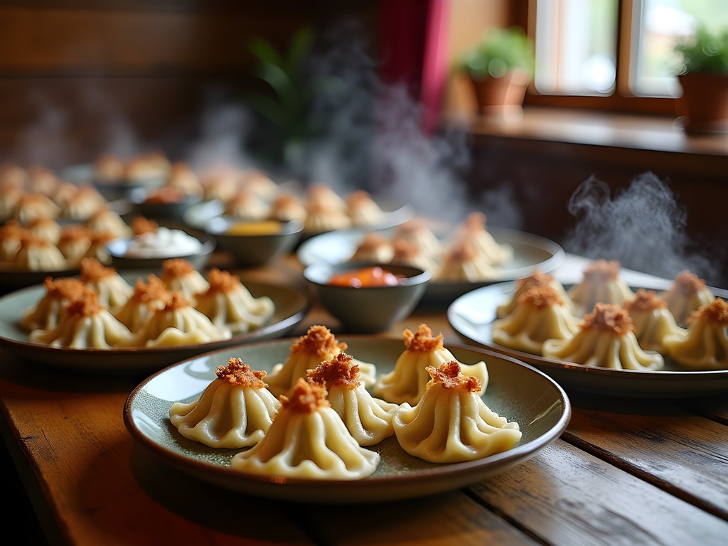 Assorted traditional Polish pierogi dumplings with various fillings and toppings