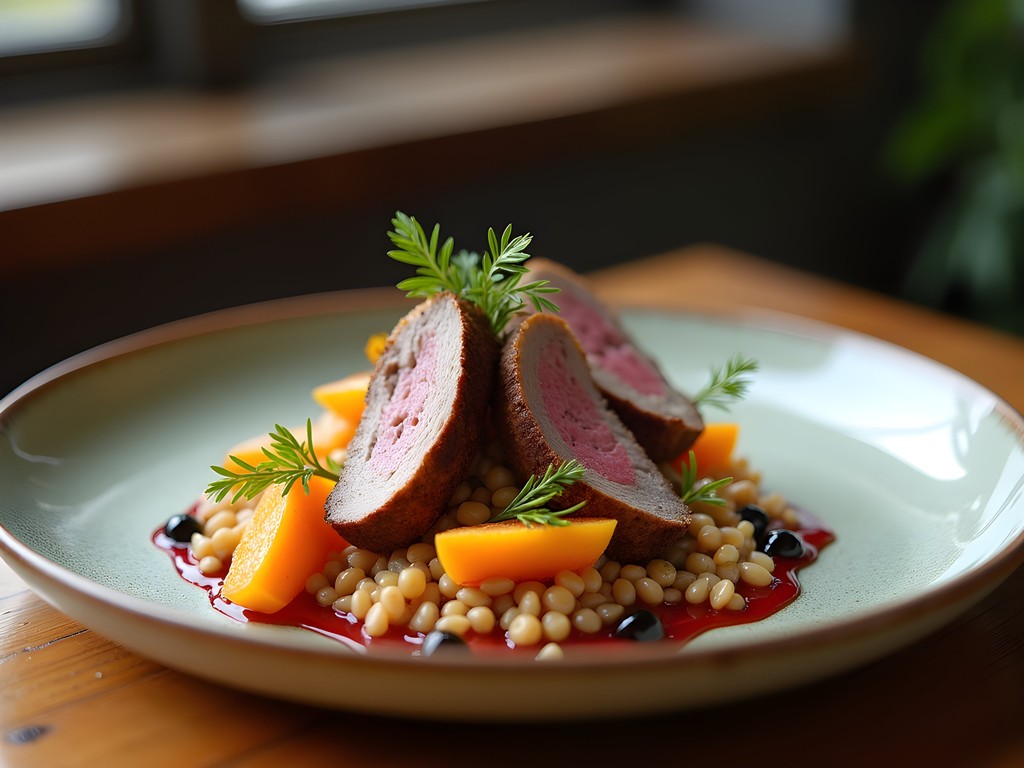 Elegant farm-to-table harvest tasting menu dish in Saskatoon restaurant