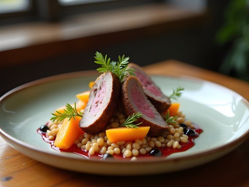 Elegant farm-to-table harvest tasting menu dish in Saskatoon restaurant