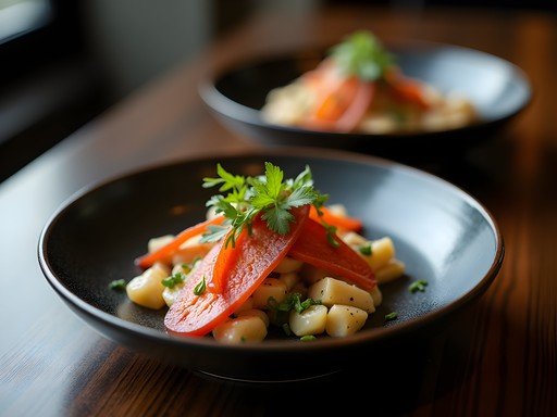 Modern interpretation of traditional Shanghai dish with artistic presentation