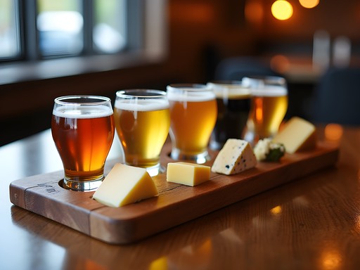 Elegant beer and cheese pairing board at Farmhouse Tap & Grill in South Burlington