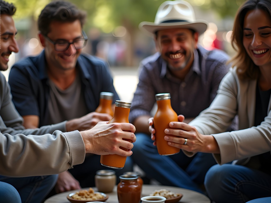 Locals sharing mate in Plaza Bernabé Rivera, Tacuarembó