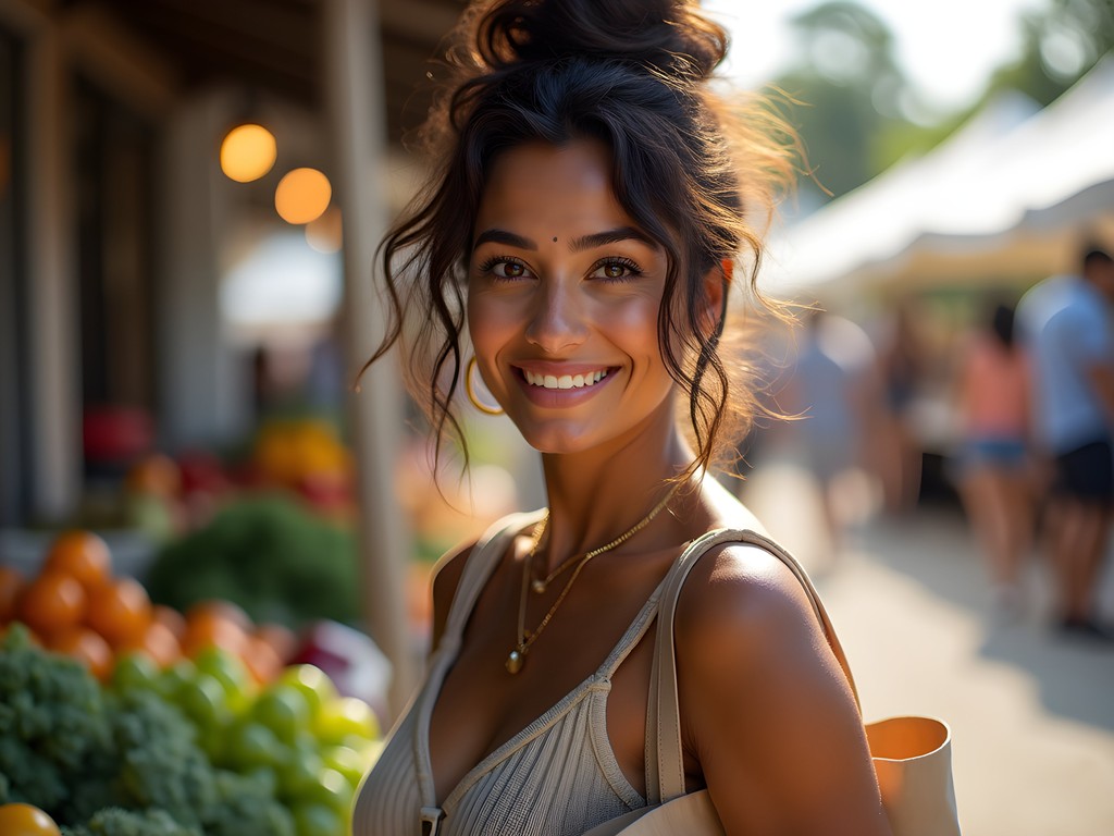 Food blogger exploring Tallahassee Red Hills farmers market in winter