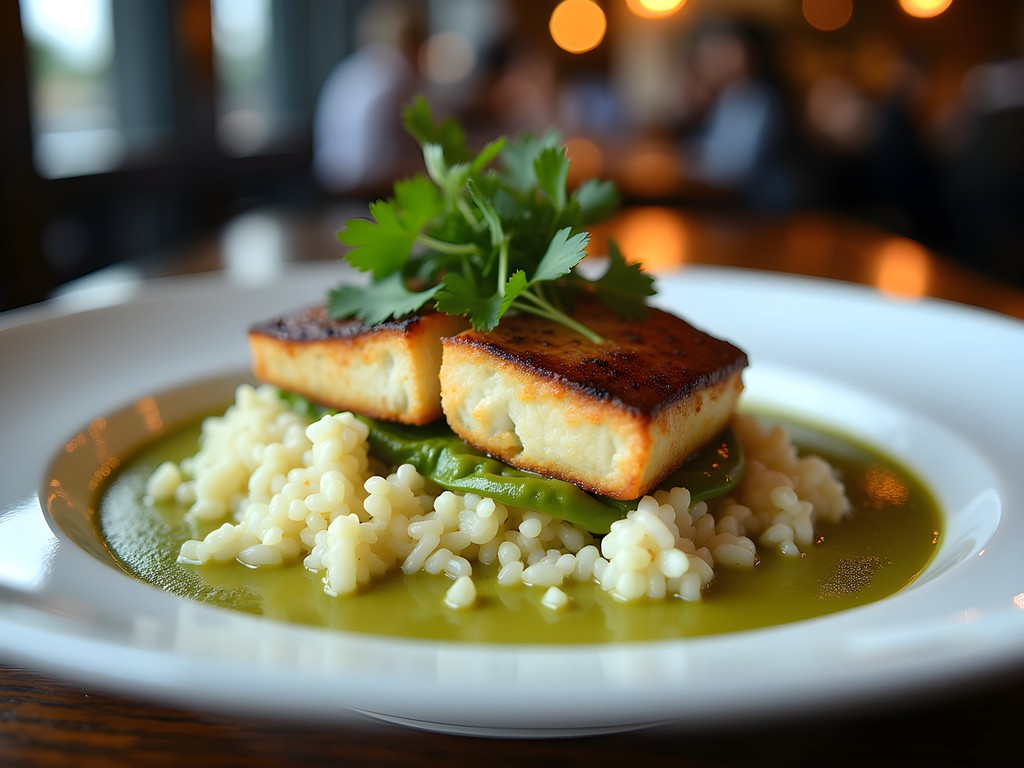 Elegant fusion dinner plate at Kool Beanz Cafe Tallahassee