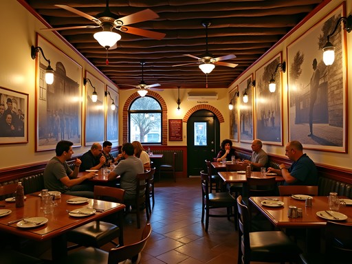 Historic Cuban restaurant in Ybor City showing traditional architecture and vintage photographs