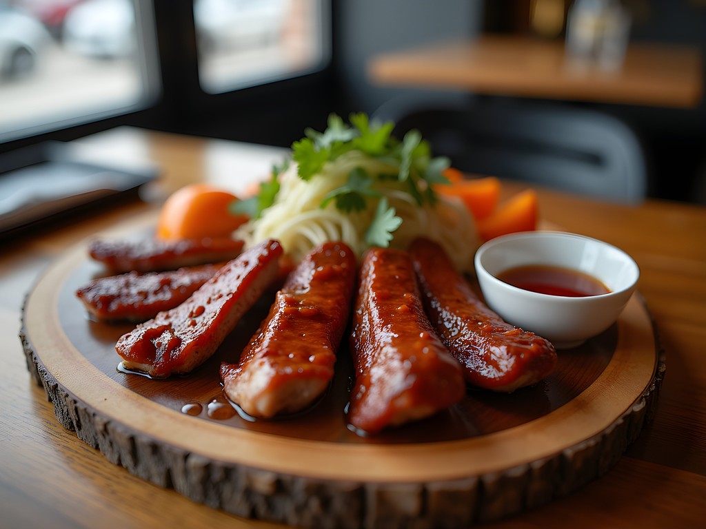 Korean-Utah fusion barbecue plate with local honey gochujang sauce at Sauce Boss restaurant