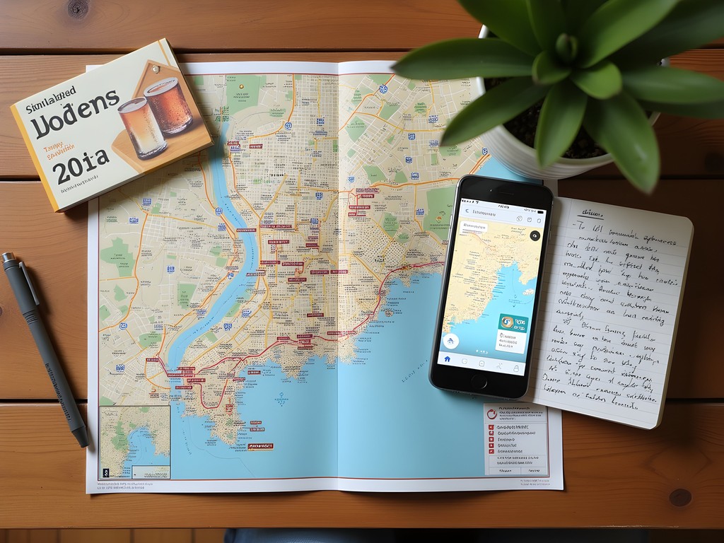 Planning an izakaya crawl with map and guidebook in Tokyo