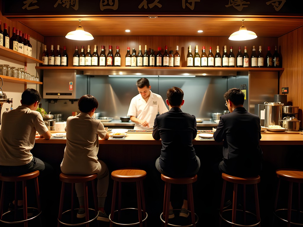 Counter seating at a traditional Tokyo izakaya