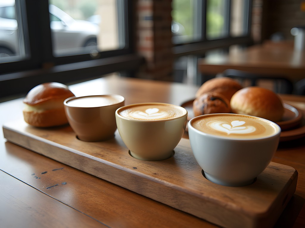 Coffee flight with local pastries at PT's Coffee in Topeka