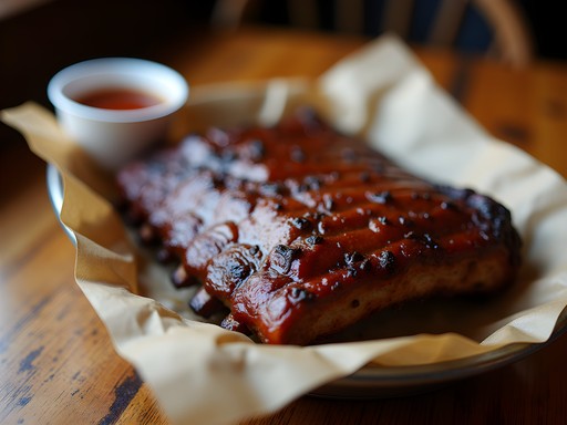 Rack of hickory-smoked ribs from Dreamland Bar-B-Que in Tuscaloosa