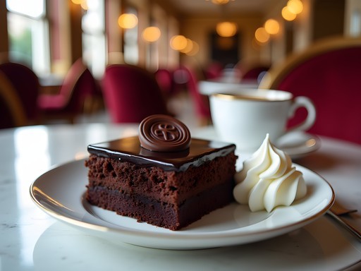Original Sacher-Torte with whipped cream and coffee at Café Sacher Vienna