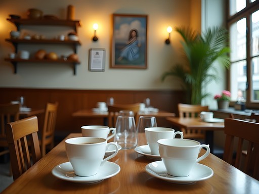 Traditional Viennese café showing sustainable practices with reusable serving ware and local ingredients