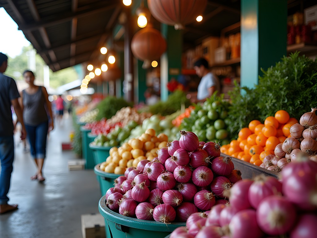 Colorful produce display at Vigan public market