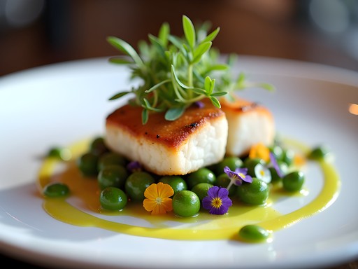 Elegant seafood tasting menu presentation at Blue by Eric Ripert West Bay Cayman