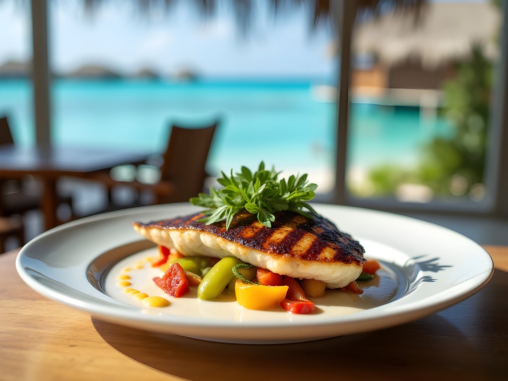 Grilled lionfish with Caribbean spices and coconut cream at Pappagallo Restaurant West Bay