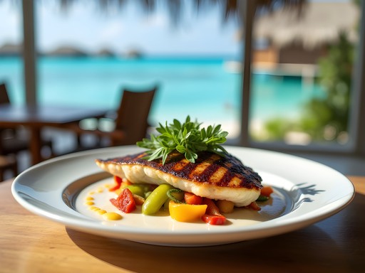 Grilled lionfish with Caribbean spices and coconut cream at Pappagallo Restaurant West Bay