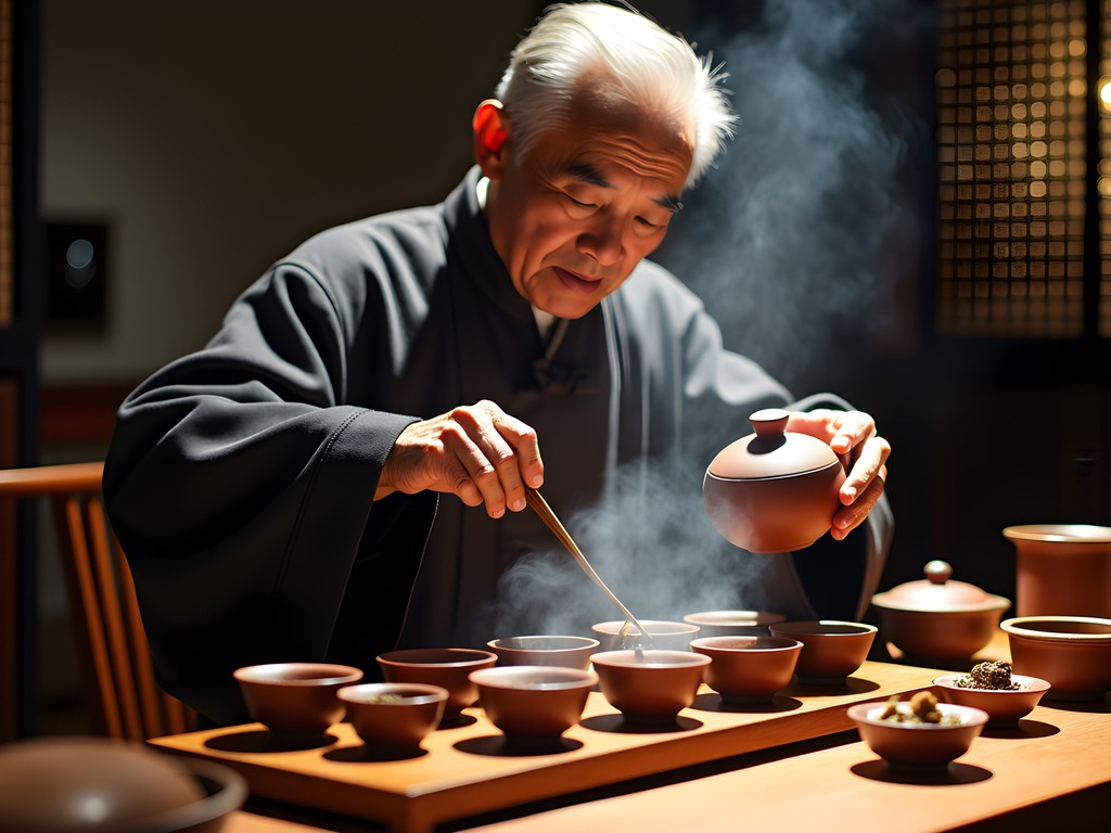 Traditional gongfu tea ceremony being performed at Lao She Teahouse in Beijing