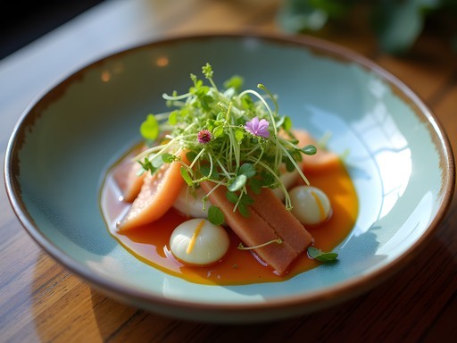 Elegantly plated modern Filipino dish at an upscale Manila restaurant