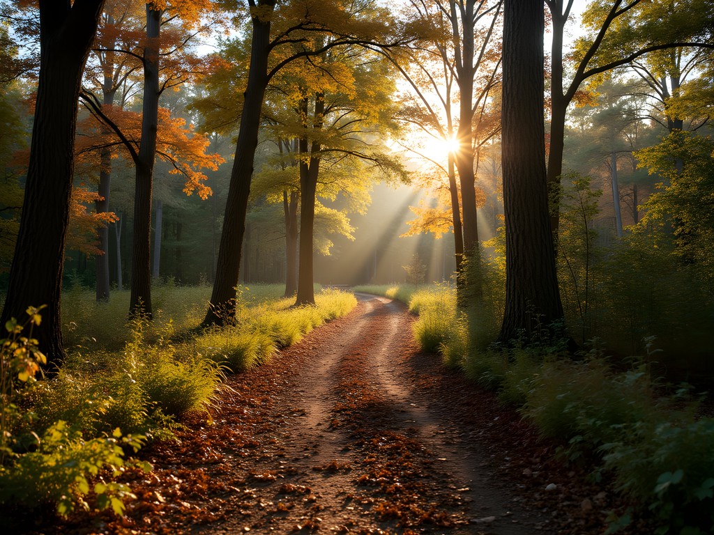 Fall colors along a hiking trail in Kisatchie National Forest near Alexandria, Louisiana