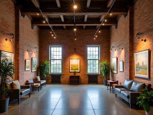 River Oaks Arts Center in Alexandria housed in historic Bolton Ford building with fall decorations