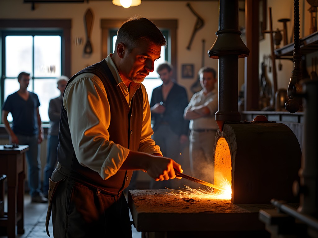 Blacksmith demonstration at Baltimore Museum of Industry showing traditional maritime metalworking