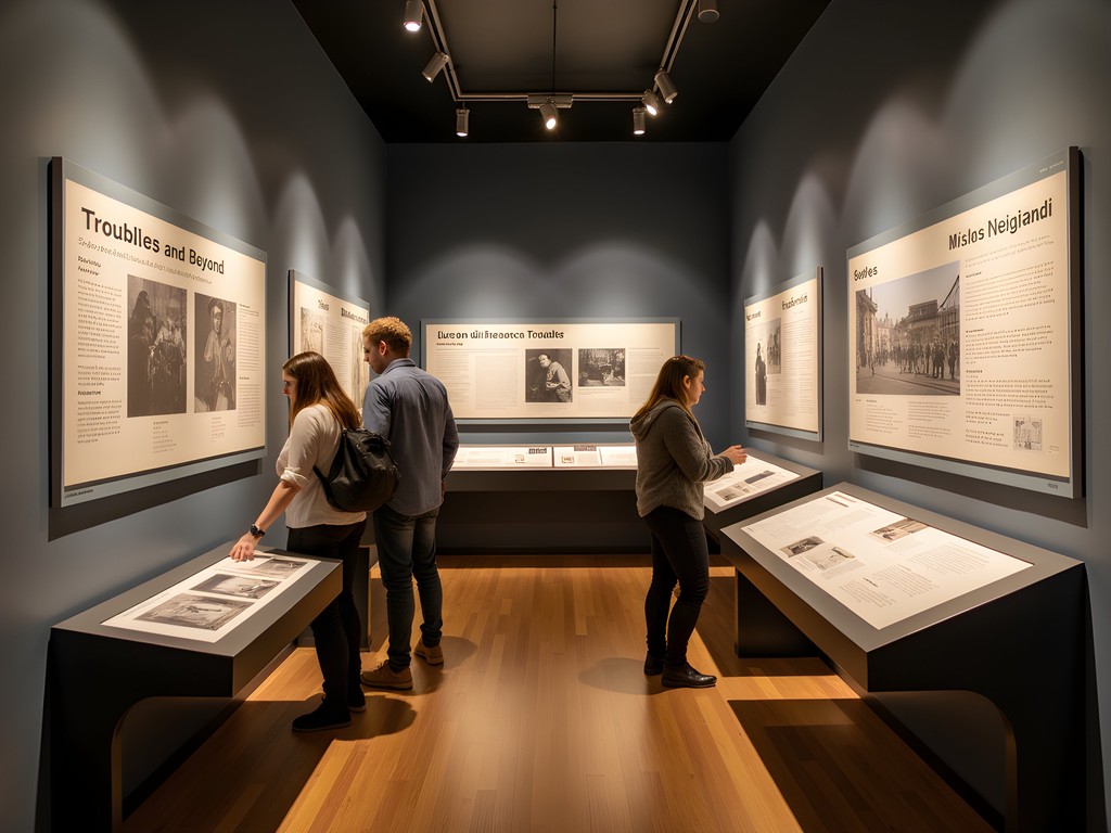 Educational exhibit about the Troubles at Ulster Museum with historical artifacts and information panels