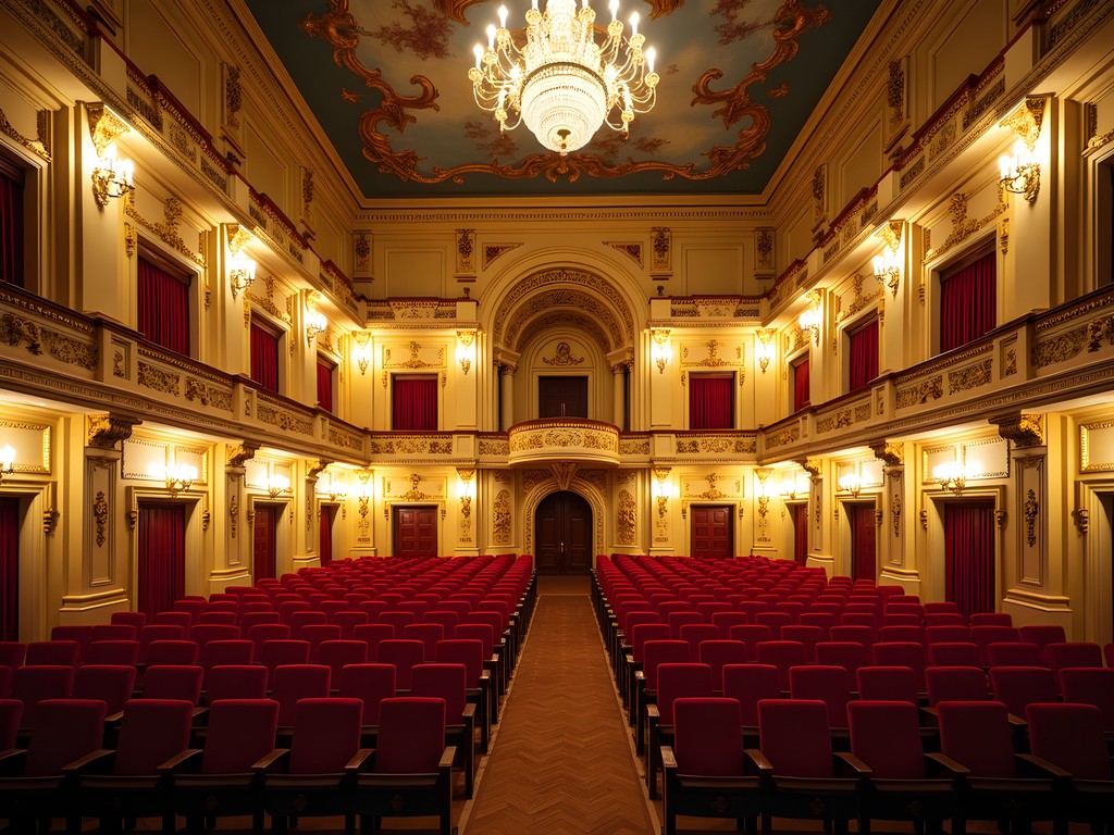 Ornate interior of Teatro da Paz opera house in Belém showing Belle Époque architecture and design