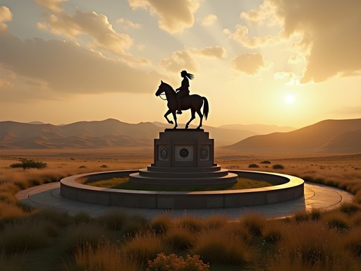 Indian Memorial at Little Bighorn Battlefield National Monument with prairie landscape