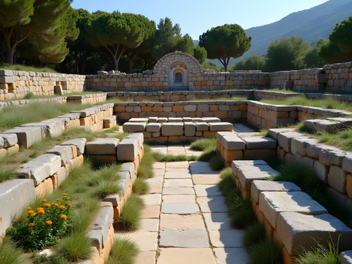 Archaeological remains of the Mausoleum of Halicarnassus foundation stones in Bodrum