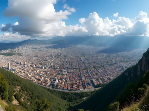 Panoramic view of Bogota from Monserrate mountain showing the city's historical evolution