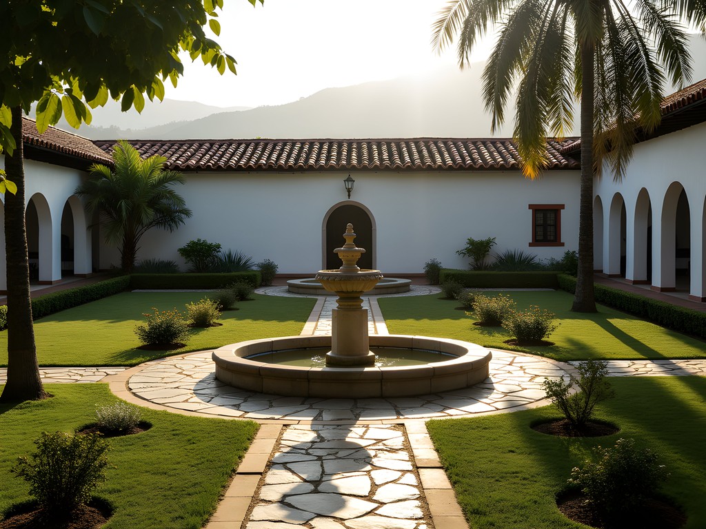 Colonial garden at Quinta de Bolívar with period architecture and Andean flora