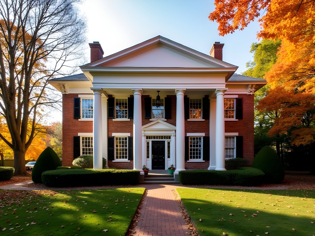 Shirley-Eustis House mansion exterior with fall foliage