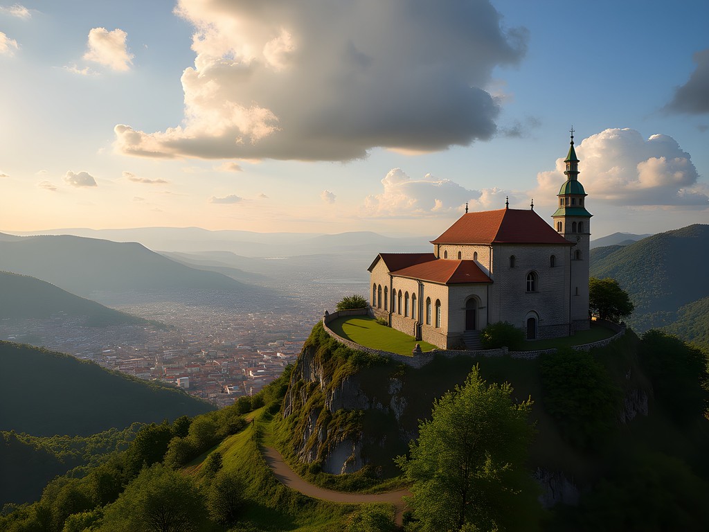 Panoramic view from Sameiro Sanctuary showing Braga city and surrounding mountains