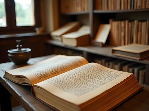 Ancient manuscripts and books displayed in the First Romanian School museum in Brasov