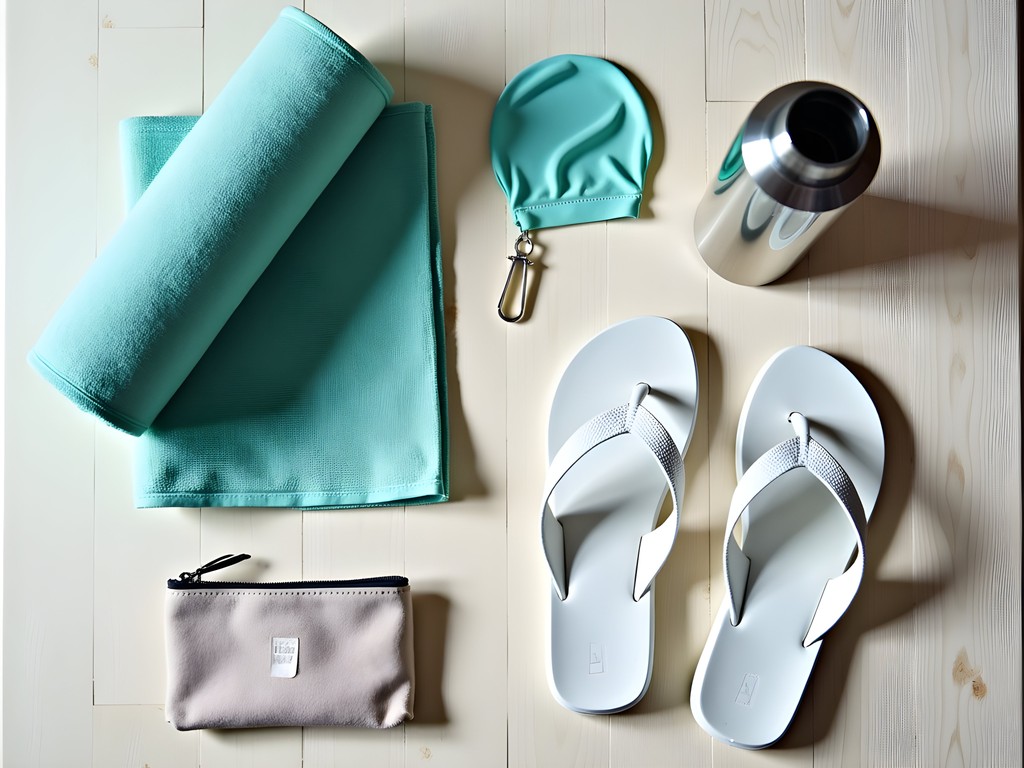 Essential items for Budapest thermal bath visit including towel, flip-flops, and water bottle