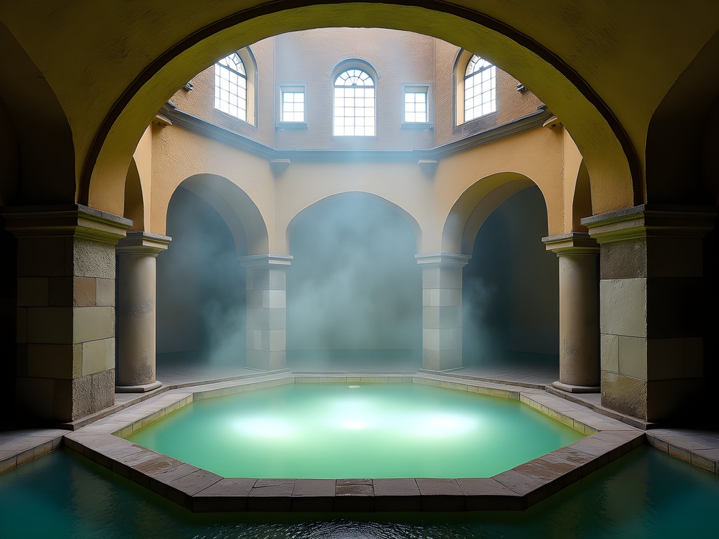 Historic Ottoman dome and octagonal pool at Rudas Bath in Budapest