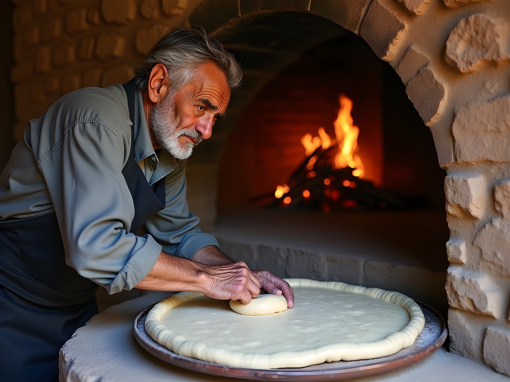 Traditional baker making Uzbek non bread in tandoor oven in Bukhara