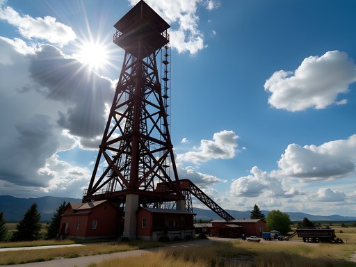 Historic mining headframe at World Museum of Mining in Butte Montana