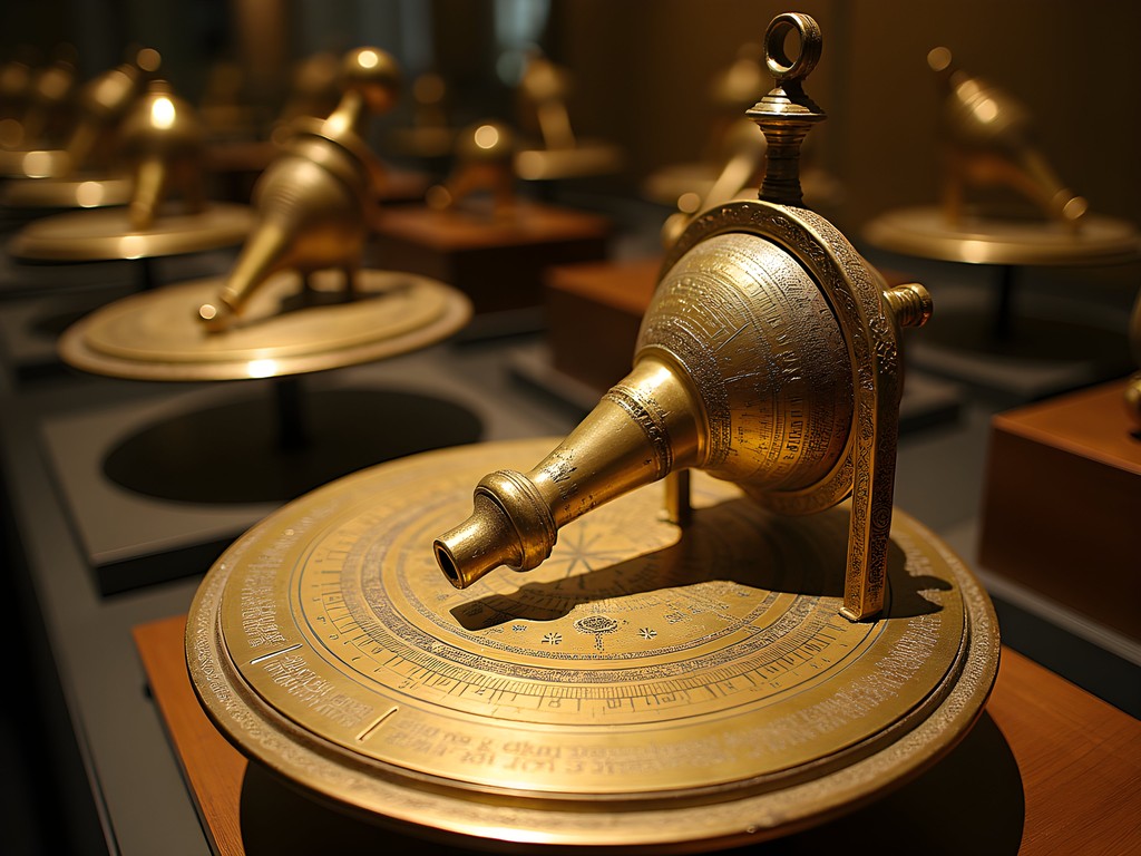 Historic astronomical instruments at Al-Azhar Observatory including astrolabes and celestial maps