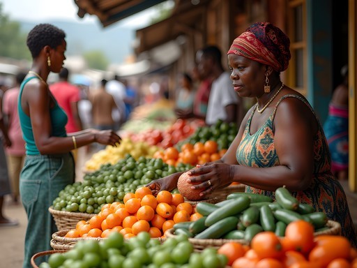 Vibrant local market in Cap-Haïtien with colorful produce and textiles