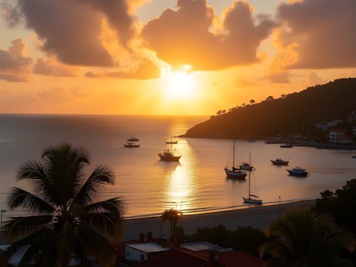 Sunset view of Cap-Haïtien bay from Hotel Mont Joli terrace
