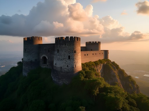 Panoramic view of Citadelle Laferrière fortress against mountain backdrop